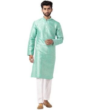 men regular fit embellished short kurta