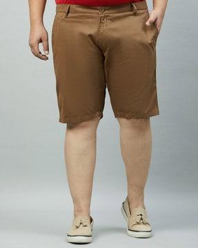 men regular fit flat-front shorts