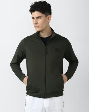 men regular fit hooded jacket with slip pocket