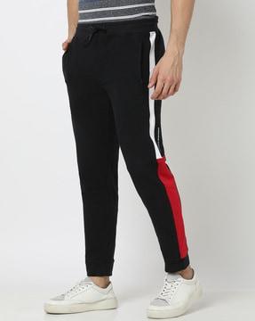 men regular fit joggers with side taping