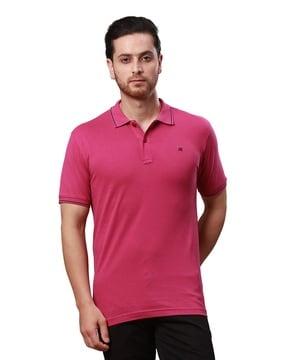 men regular fit logo embroidered polo t-shirt