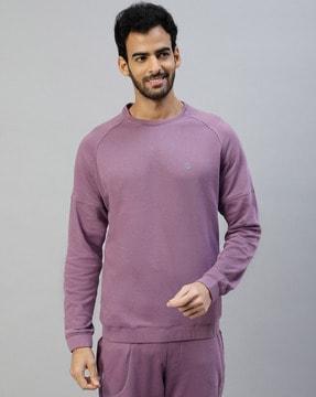 men regular fit logo print round-neck sweatshirt