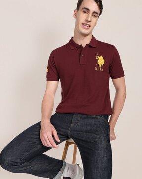 men regular fit polo shirt with logo embroidery
