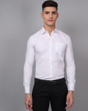 men regular fit shirt with spread collar