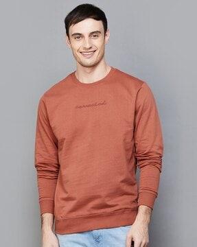 men regular fit sweatshirt with ribbed-hem