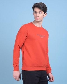 men regular fit typographic print sweatshirt