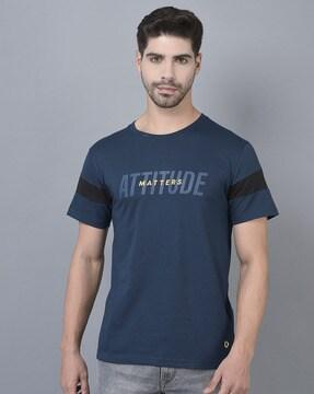 men regular fit typographic printed crew-neck t-shirt