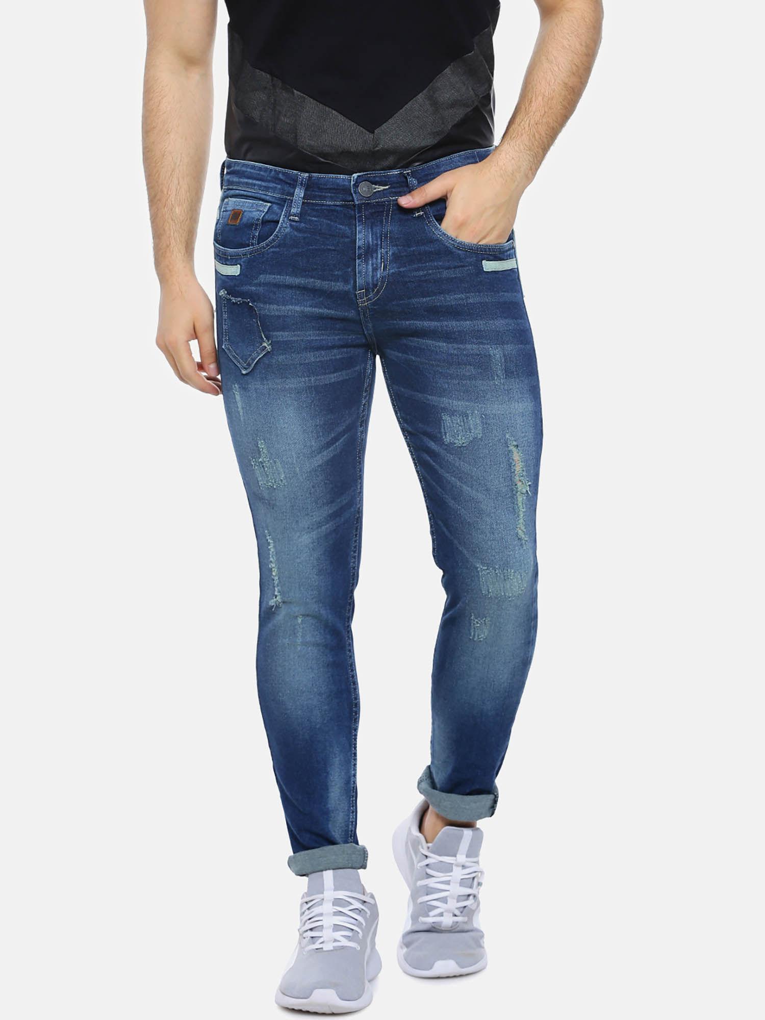 men regular stylish blue jeans