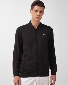 men relaxed fit track jacket with logo print