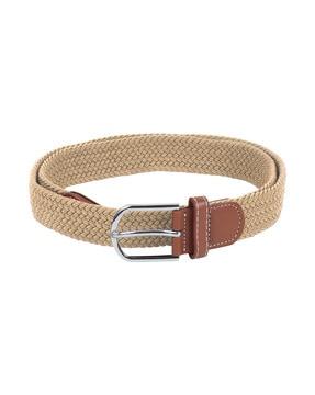 men ribbed belt with tang buckle closure