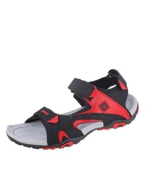 men round-toe double-strap sandals with velcro fastening