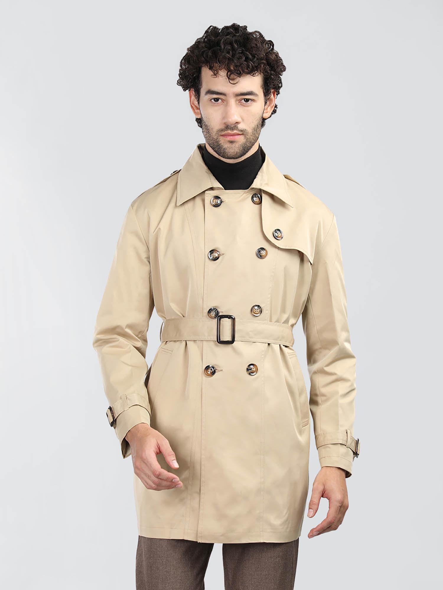 men semi winter wear trench coat camel beige (set of 2)