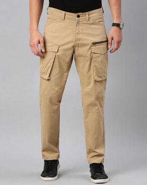 men slim fit cargo pants with flap pockets