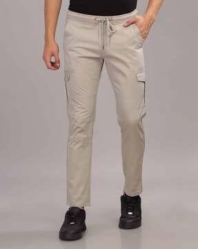 men slim fit cargo pants with flap pockets