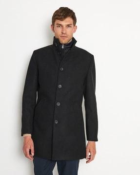 men slim fit coat with welt pockets