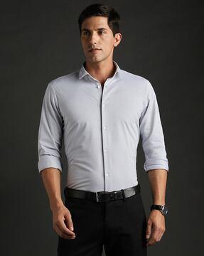 men slim fit cutaway collar shirt