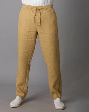 men slim fit pants with elasticated drawstring waist
