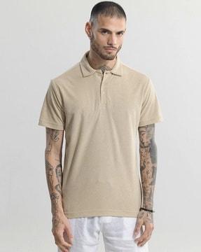 men slim fit polo t-shirt with ribbed hem