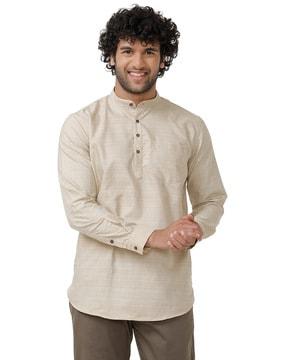 men slim fit shirt kurta with patch pocket