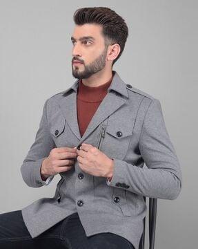 men slim fit trench coat with pockets
