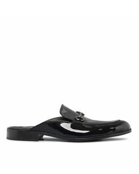 men slip-on sandals with metal accent