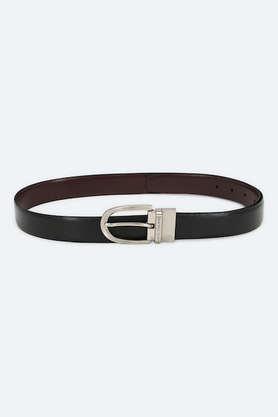 men solid leather formal single side belt - tan