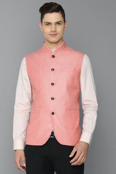 men solid pink party nehru jacket