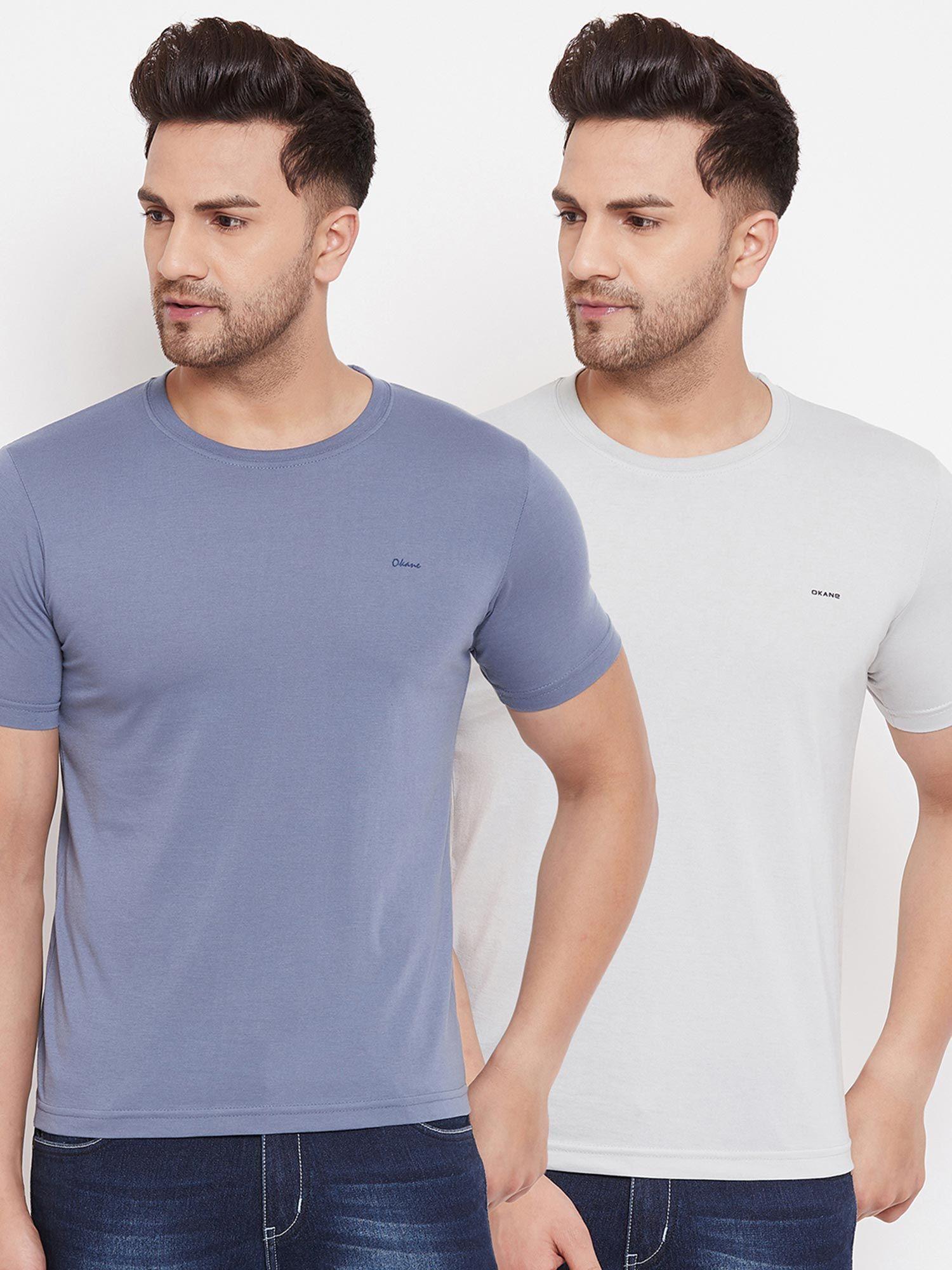 men solid polycotton crew neck t-shirt (pack of 2)