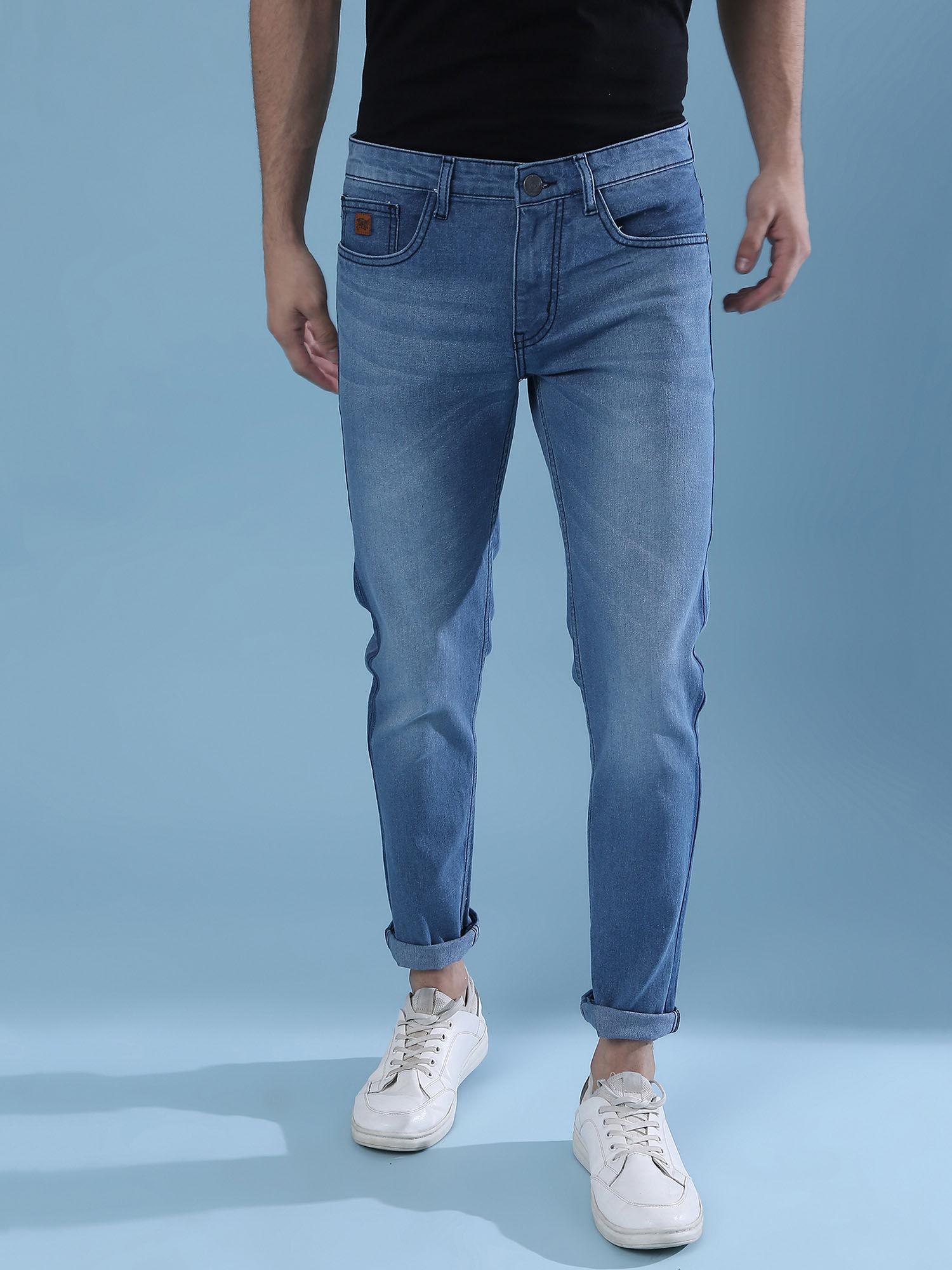 men solid stylish casual denim jeans