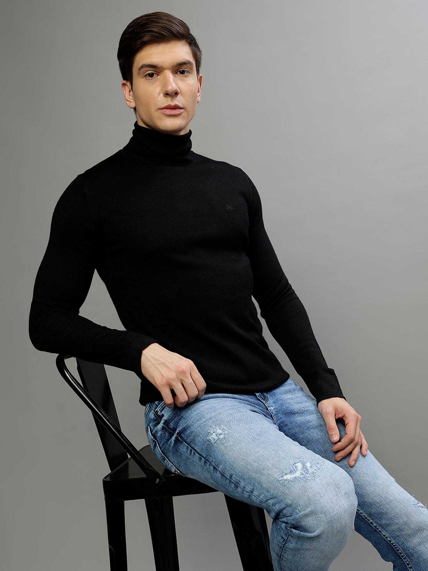 men solid turtle neck full sleeves sweater