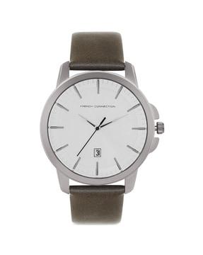 men steward analogue watch with leather strap - fcn00058c