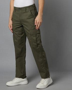 men straight fit flat-front cargo pants