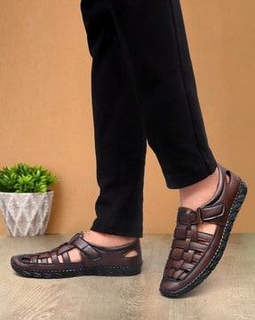 men strappy shoe-style sandals with velcro-closure