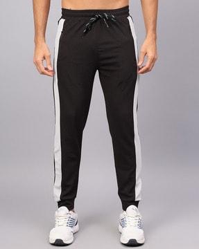 men striped joggers with elasticated drawstring waist