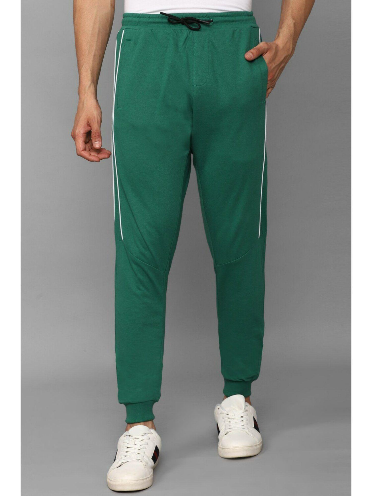 men striped regular fit green jogger pants