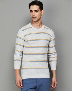 men striped regular fit round-neck t-shirt