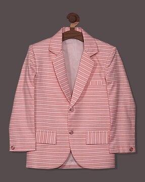 men striped single-breasted blazer with notched lapel