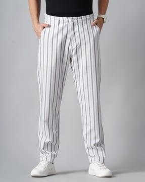 men striped straight fit chinos