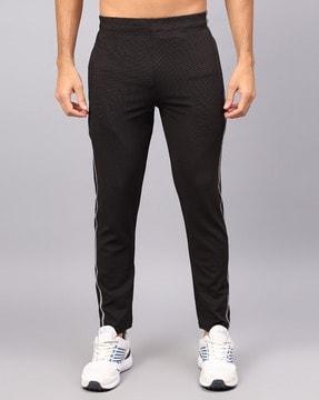 men striped track pants with elasticated waist
