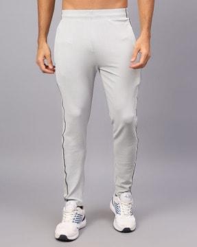 men striped track pants with elasticated waist