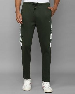 men striped track pants with insert pocket