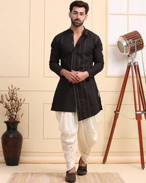 men stylised fit kurta with full-length sleeves