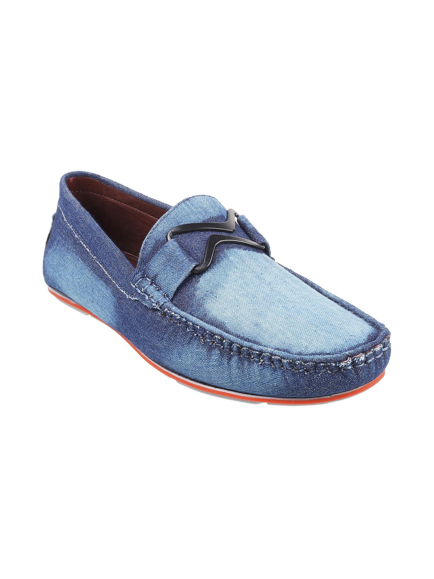 men suede blue loafers