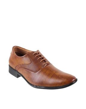 men synthetic brown lace-up shoes