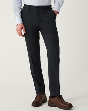 men tailored fit flat-front trousers