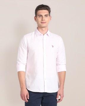 men tailored fit shirt with logo embroidery