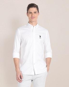 men tailored fit shirt with logo print