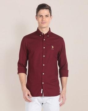 men tailored fit shirt with logo print
