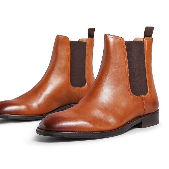 men tan leather chelsea boots