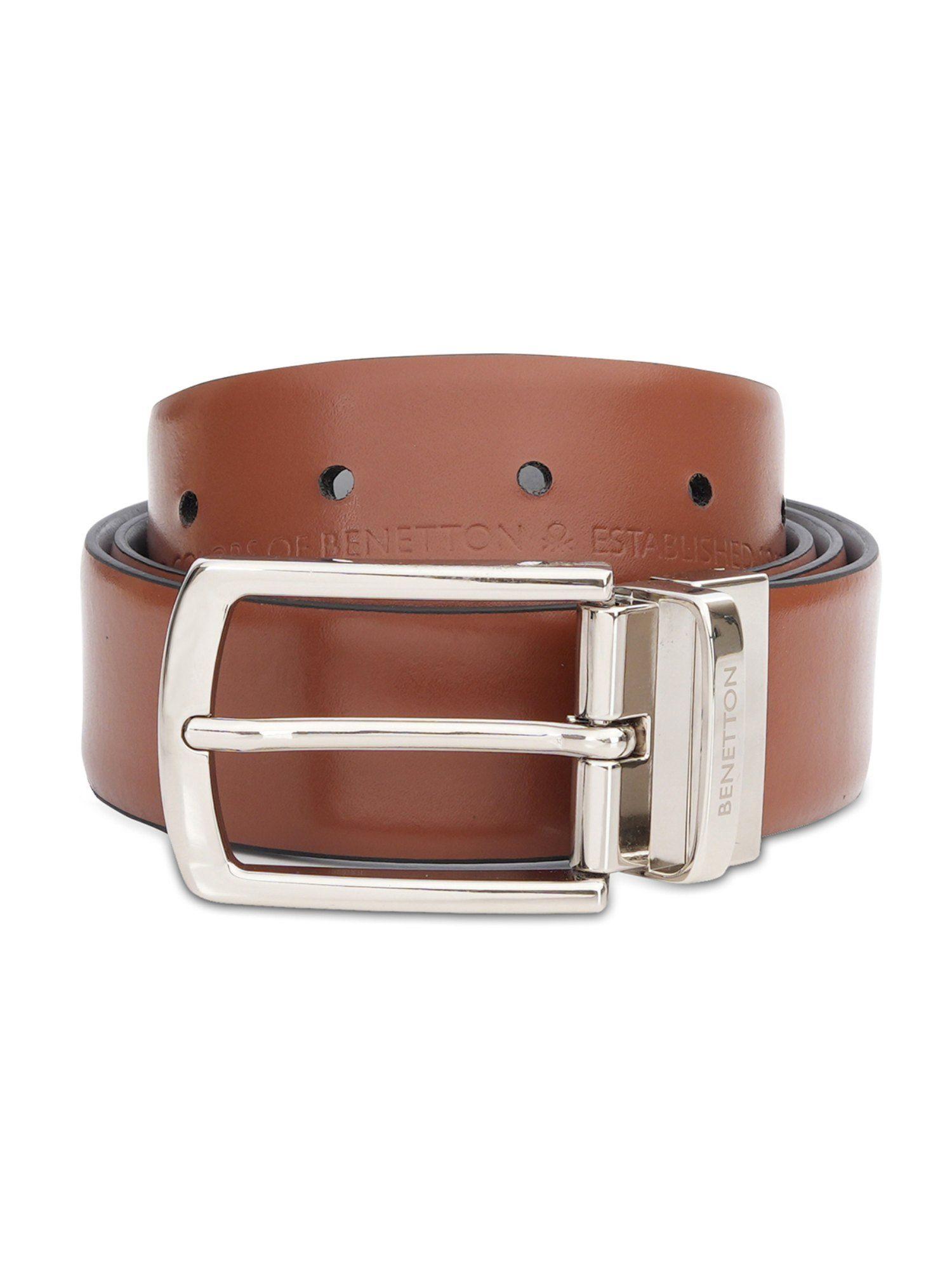 men tan/grey leather larry reversible belt